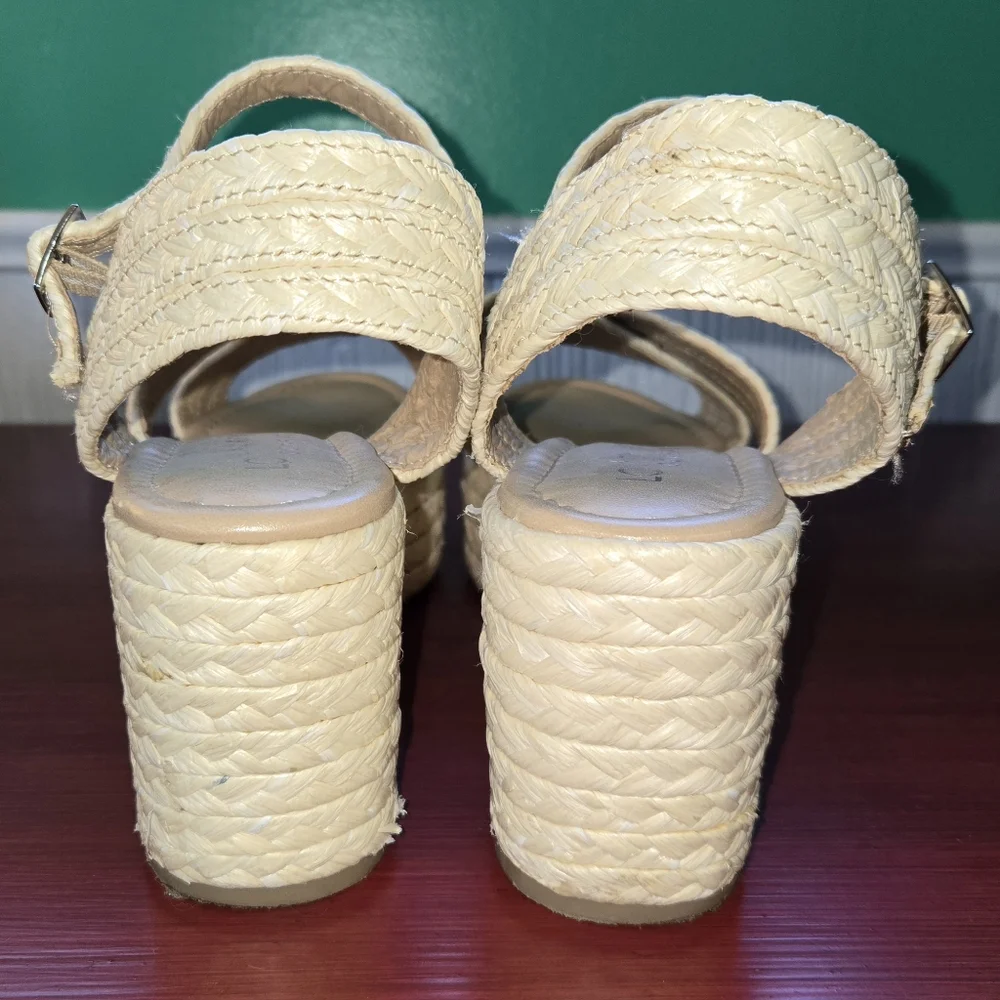 Lauren Conrad Espadrilles Wedge Ankle Strap Jute Open Toe Sandals Sz 10